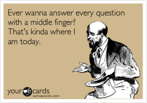 answer question with middle finger
